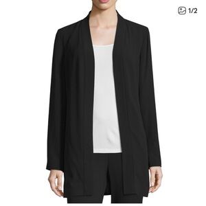 EILEEN FISHER 100% Silk Georgette Crepe Jacket in Black Size Small